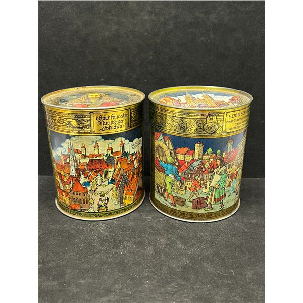 2 Very Detailed Religious Storage Tins w/lids Approx: 4.5"T 4"W