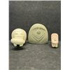 Image 1 : 3 Stone / Ceramic Sculptures figures (largest approx: 4.25"W 4"T)