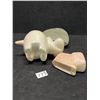 Image 8 : 3 Stone / Ceramic Sculptures figures (largest approx: 4.25"W 4"T)