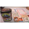 Image 2 : Bassetts tin, vintage postcards, old play money, flash cards, japan documents