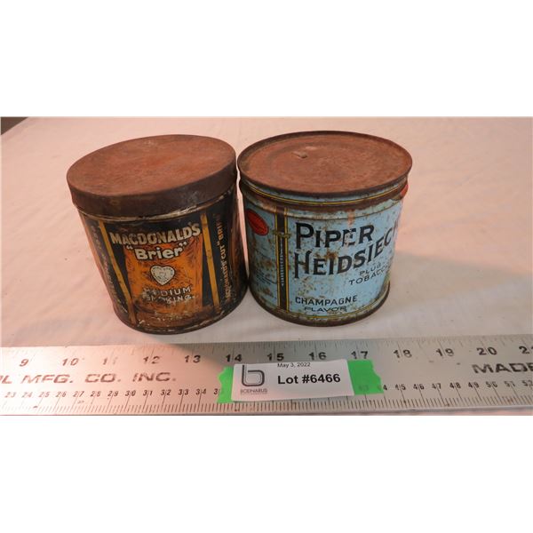 (2) Tobacco tins - Piper Heidsieck, Mcdonalds Brier