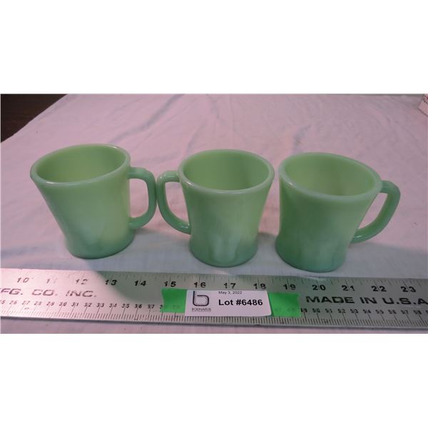 (3) Fire King mugs - jadeite