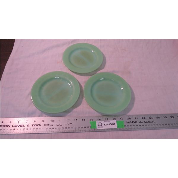 (3) Fire King plates - jadeite