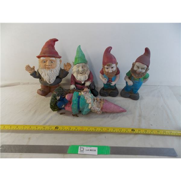 (5) medium sized garden gnomes