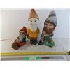 Image 1 : (3) Vintage garden gnomes (fill with sand) 2 plastic 1 ceramic - 18" tall