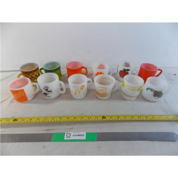 (12) Fire King Coffee mugs - vintage advertisements