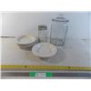 Image 1 : (6) plates + glass water dispenser + jar