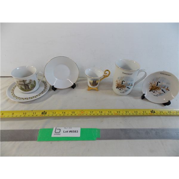 (3) Cup + saucer sets with 2 stands Bodnarus Auctioneering