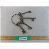 Image 1 : (4) Large Brass Skeleton keys on ring - 5.5" to 6.5" long