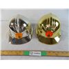 Image 1 : 5yr + 10yr no accident road builders safety helmets - gold + silver
