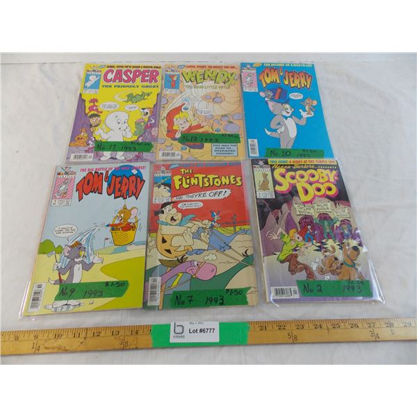 (6) 1993 Comics - Flintstones, Tom & Jerry, Wendy, Casper