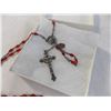 Image 2 : Antique Red Rosary - very old - silver chain? Chapelet Floria?