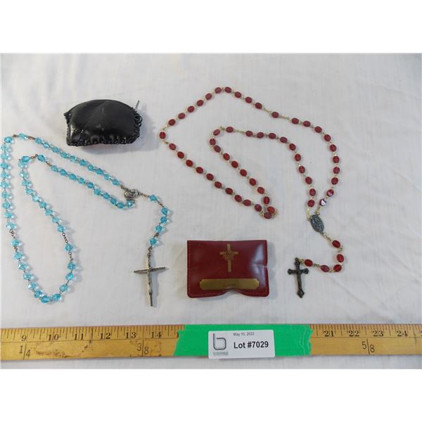 (2) Red + Blue Rosaries - in pouches