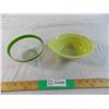 Image 1 : Small Glass bowl with green trim + Lime green ceramic bowl (USA #225)