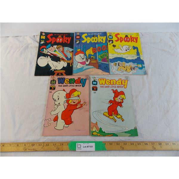 (5) Harvey - Spooky + Wendy 12 cent comics