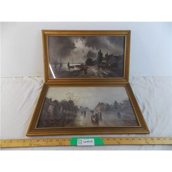 (2) Vintage framed pictures - 20x12