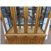 Image 5 : *Wood China Cabinet (2 piece) - working light, good condition - 64"Wx16.5"Dx77"T - Glass + Oak?