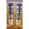 Image 9 : *Wood China Cabinet (2 piece) - working light, good condition - 64"Wx16.5"Dx77"T - Glass + Oak?