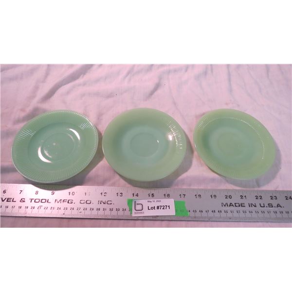 (3) Jadite Jane Ray saucers