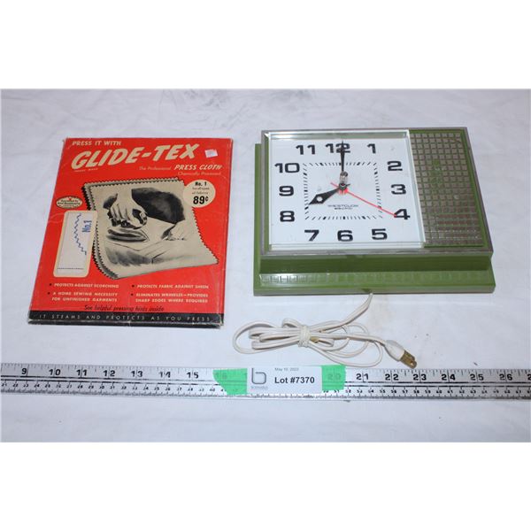 Glide-Tex Press cloth,Westclox electric clock (working)