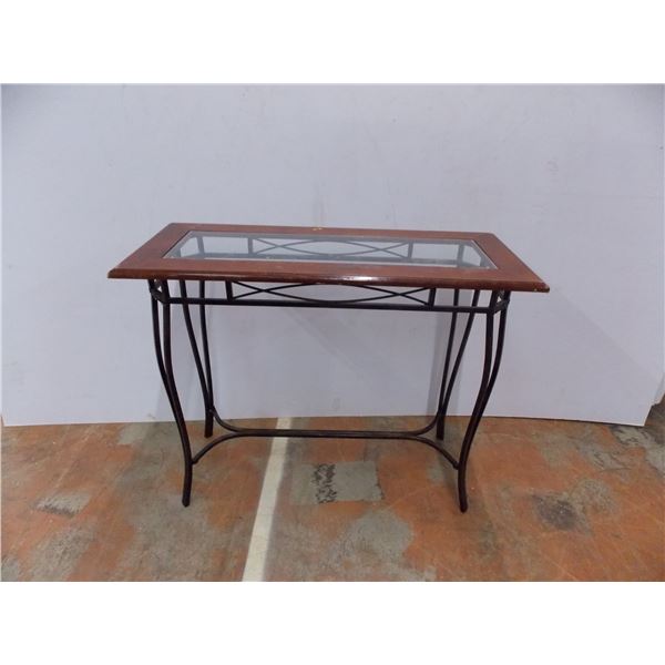 Glass/Wood top on metal legs - end table - 38x16 - 30T