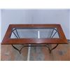 Image 2 : Glass/Wood top on metal legs - end table - 38x16 - 30T