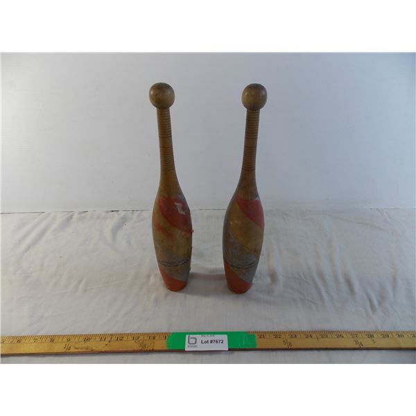 (2) Vintage wood bowling pins?