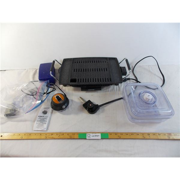 Electric Grill, Food Chopper, Plastic butter dish