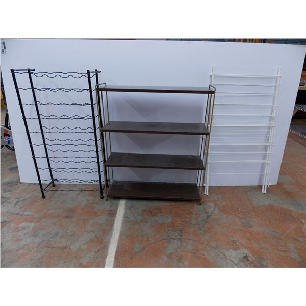 *(3) wire racks - wine rack + small shelf + clothes dryer