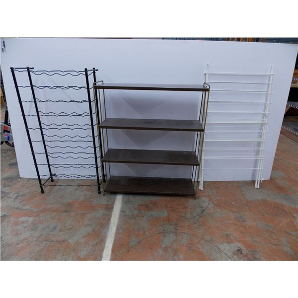 *(3) wire racks - wine rack + small shelf + clothes dryer