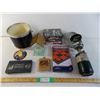 Image 1 : Coleman propane burner, glass miniature well ,appleton flask, checkers + dvd's + ice bucket (no lid)