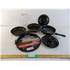 Image 1 : BBQ pizza pan, misc frying pans, glass pitcher