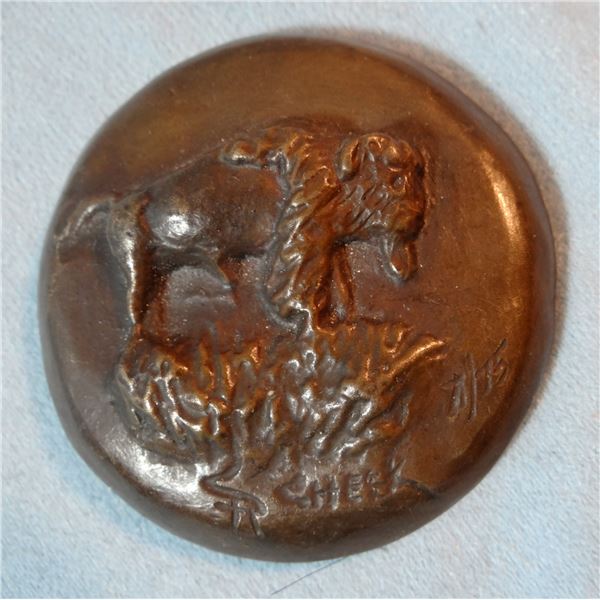 Cheek, C. R. round sculpture, #71/ 75, 2" diameter,