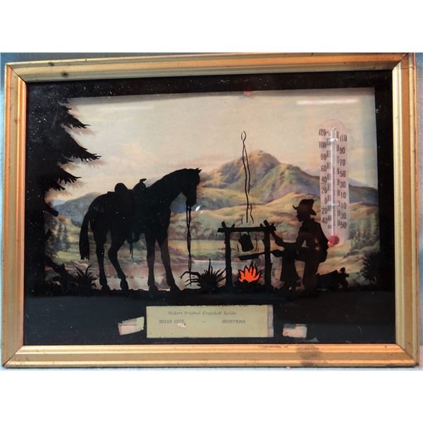 Miles City Saddlery Adv. Thermoeter Silhouette, 6" x 8"