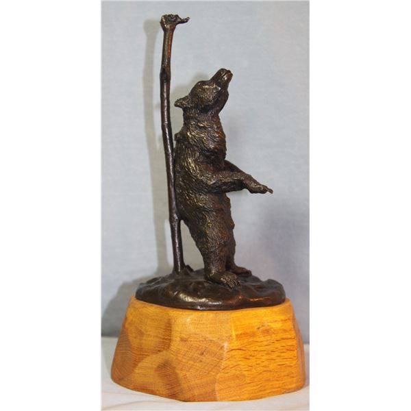 Lowery,  Vivian bronze sculpture, Bear Back Scratchin', 9" h x 4" w x 4" d