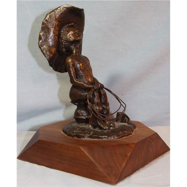 Gould, Z. sculpture, Young boy on spittoon 11/30, 9"h x 6" w x 5" d, 1986 & Mozer, Joe bronze sculpt