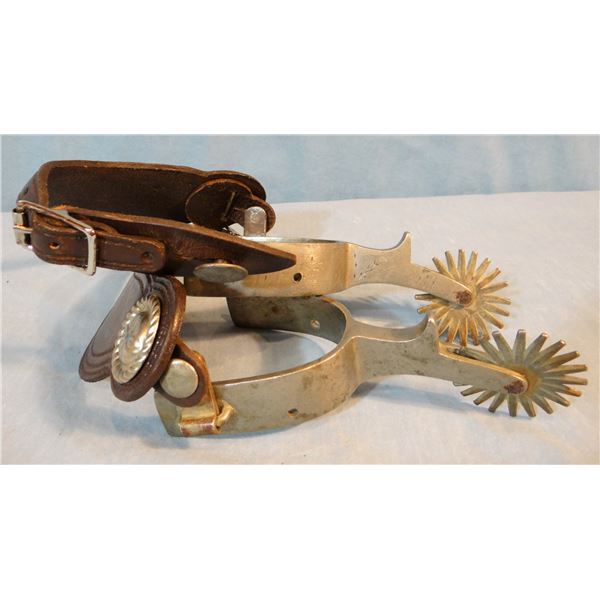 Buermann Star Steel silver spurs, 20 pt. rowels