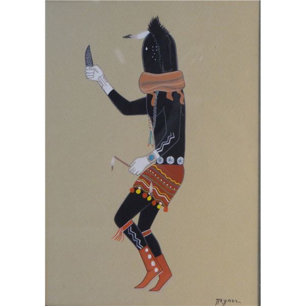 Beatin Yazz, SW Indian artist painting, Briar God, 10" h x 7" w