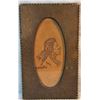 Image 1 : Heikka, E. E. leather carving, Indian Portrait, 10" x 5" oval w/original Heikka sketch on back