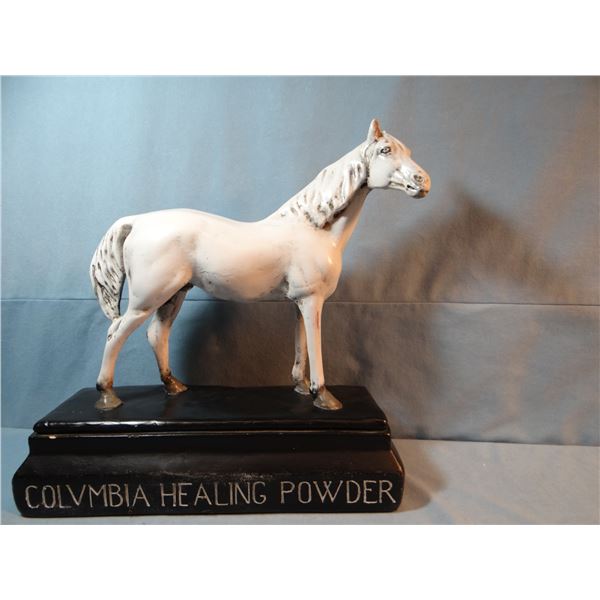 Ironstone horse for Columbia Healing Powder ad