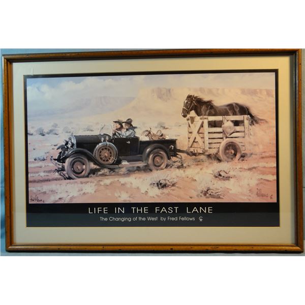 Fellows, Fred, signed print, Life In The Fast Lane, framed, 14" x 24", signed