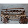 Image 2 : Vintage cast iron fire engine ladder wagon w/3 horses & driver, 8" h x 20" l