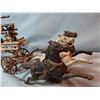 Image 3 : Vintage cast iron fire engine ladder wagon w/3 horses & driver, 8" h x 20" l