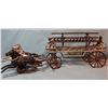 Image 5 : Vintage cast iron fire engine ladder wagon w/3 horses & driver, 8" h x 20" l