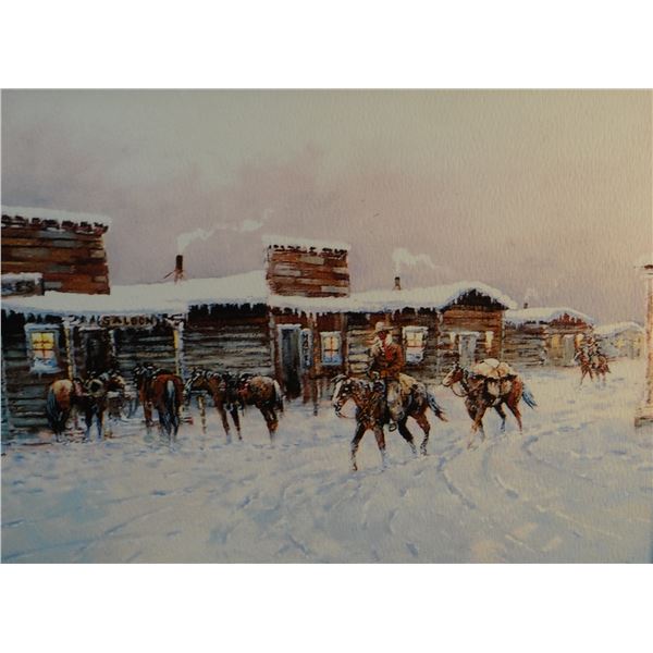 Cheek, C. R. (2) framed prints, Winter Town Scene, 55/100, 8" x 10" and Train Station, 13/95, 8" x 1