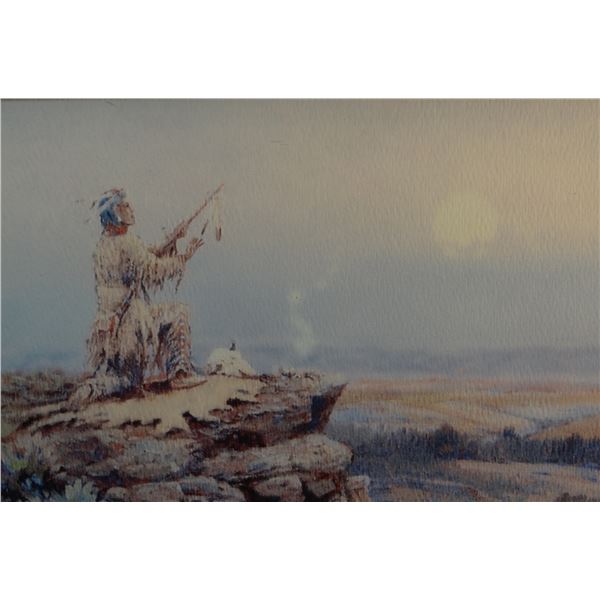 Cheek, C. R. (2 )framed prints, Indian Vision Rock, 63/100, 8" x 10" and Teepees in Snow, 74/150, 8"