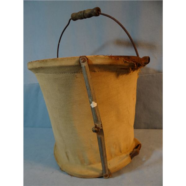 Spanish American War military canvas bucket. 10" h
