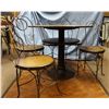 Image 1 : Vintage oak tavern table w/5 wrought iron chairs