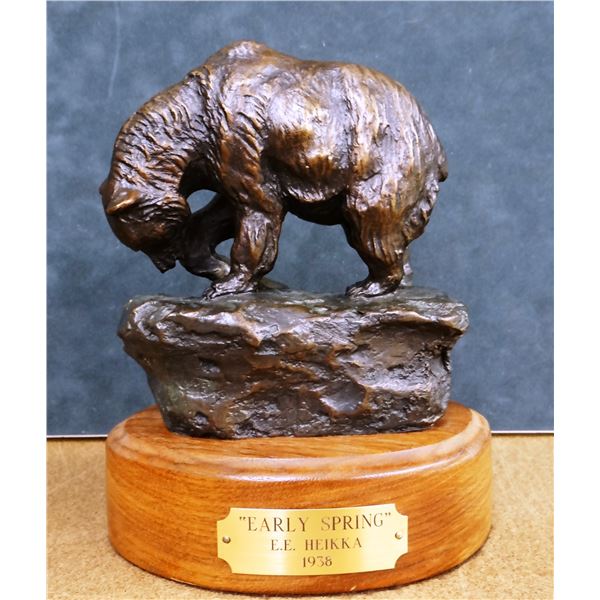 Heikka, E. E. bronze sculpture, Early Spring- Bear, 1938, 6" x 5" x 4"