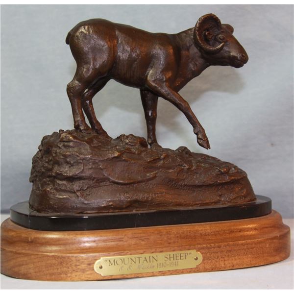 Heikka, E. E. bronze sculpture, Big Horn Ram-Mountain Sheep, 4/30, 6" h x 7" w x 4" d